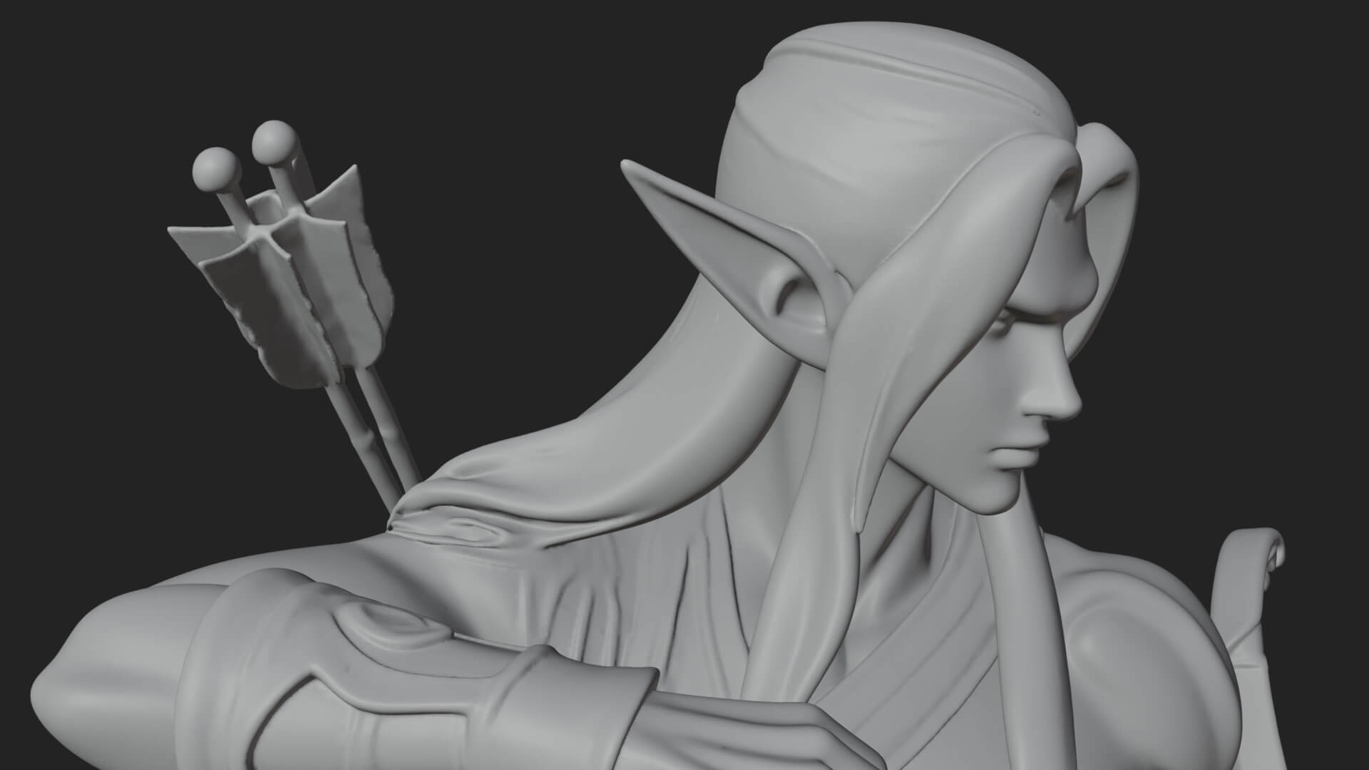 Elven Archer Statue Design 15 3d Print Model 3D Model
