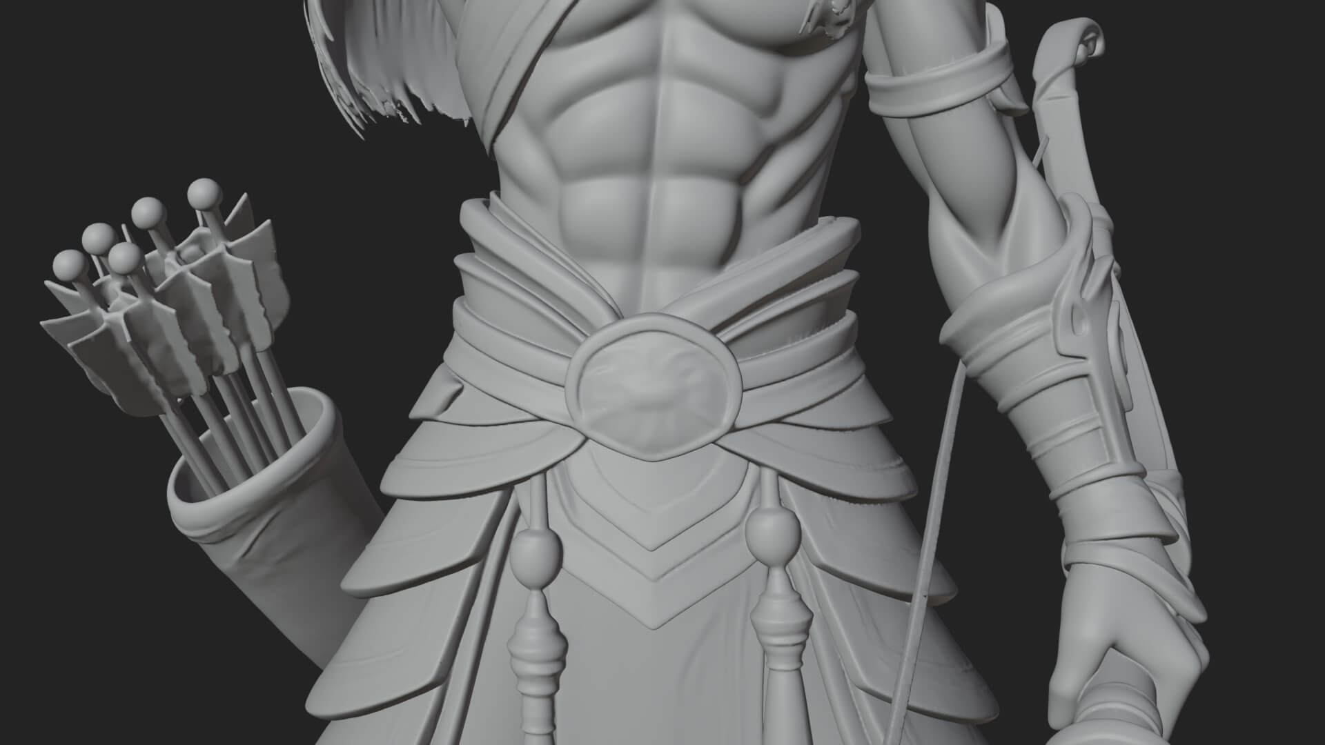Elven Archer Statue Design 15 3d Print Model 3D Model
