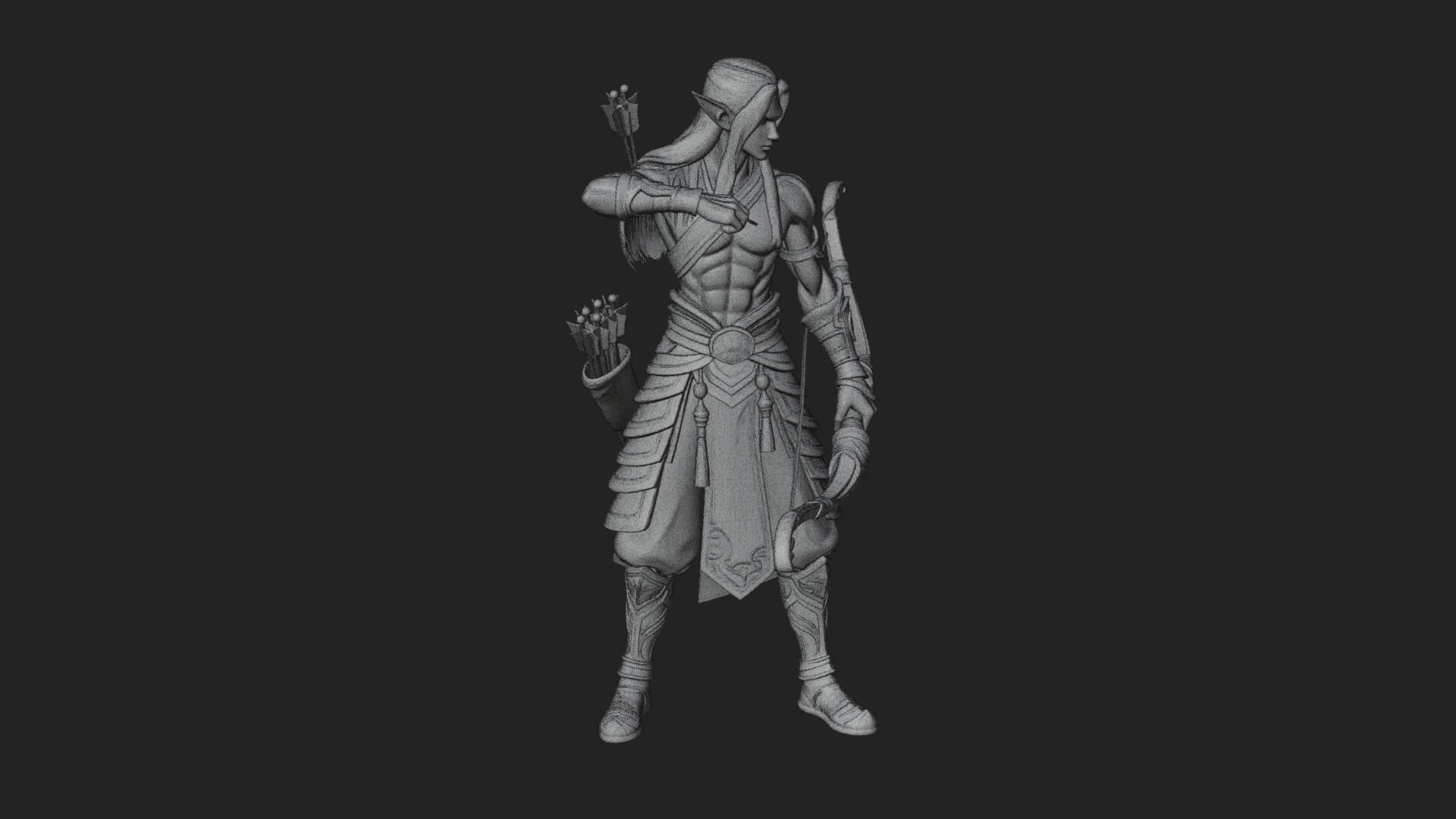 Elven Archer Statue Design 15 3d Print Model 3D Model