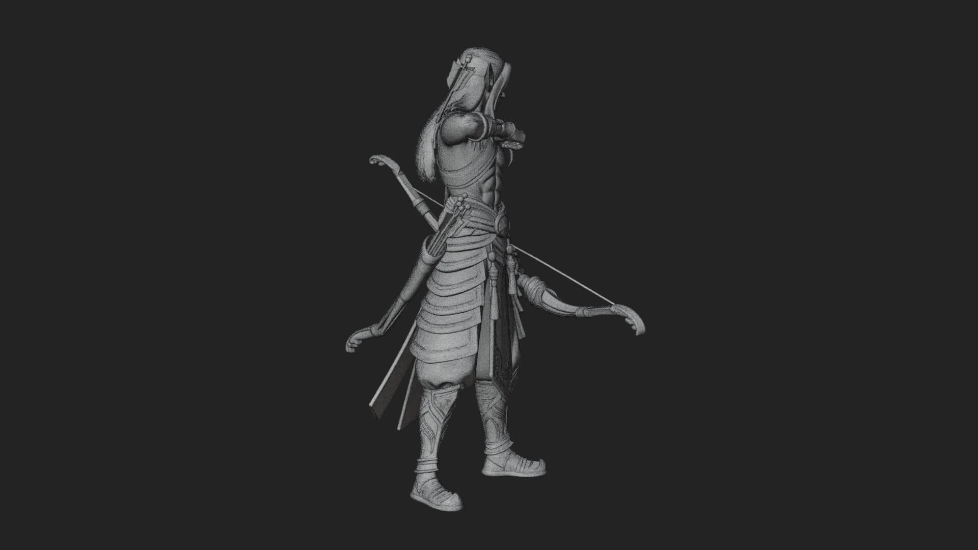 Elven Archer Statue Design 15 3d Print Model 3D Model