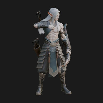 Elven Archer Statue Design 15 3d Print Model