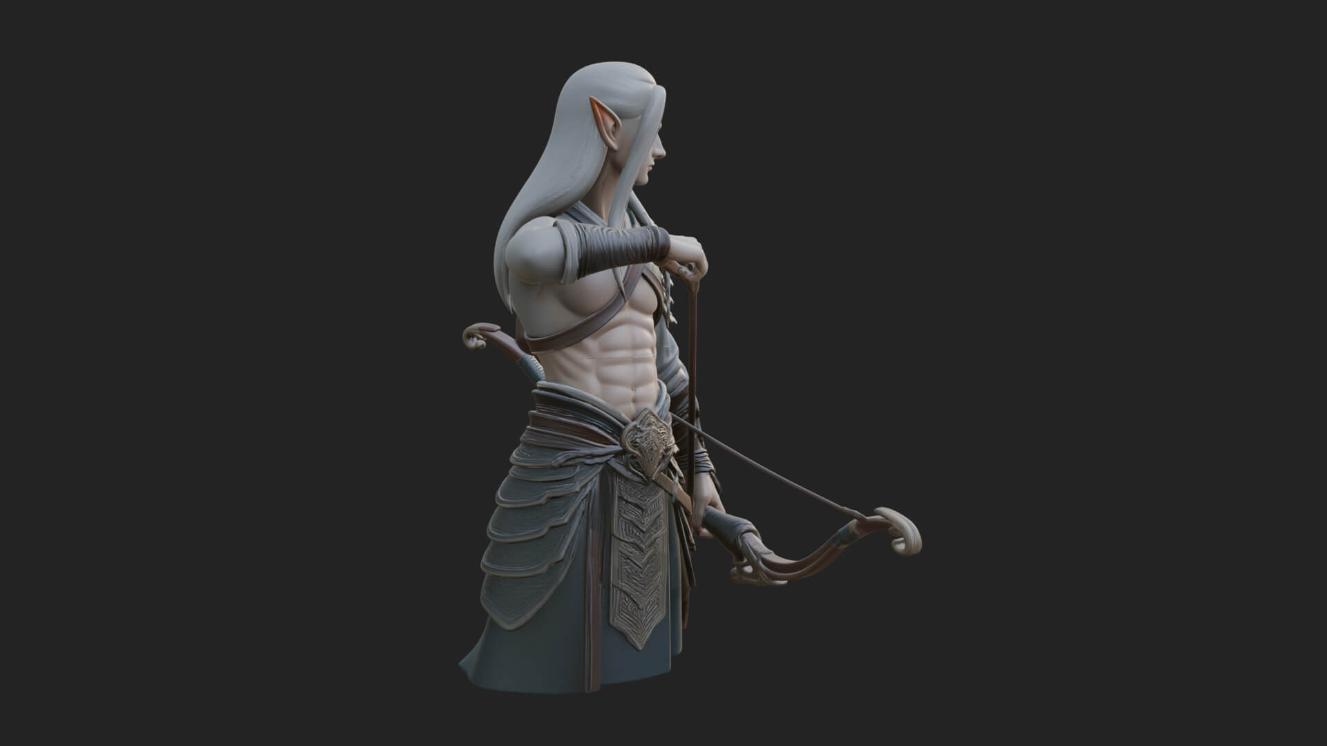 Elven Archer Statue Design 4 3D Print Model 3D Model