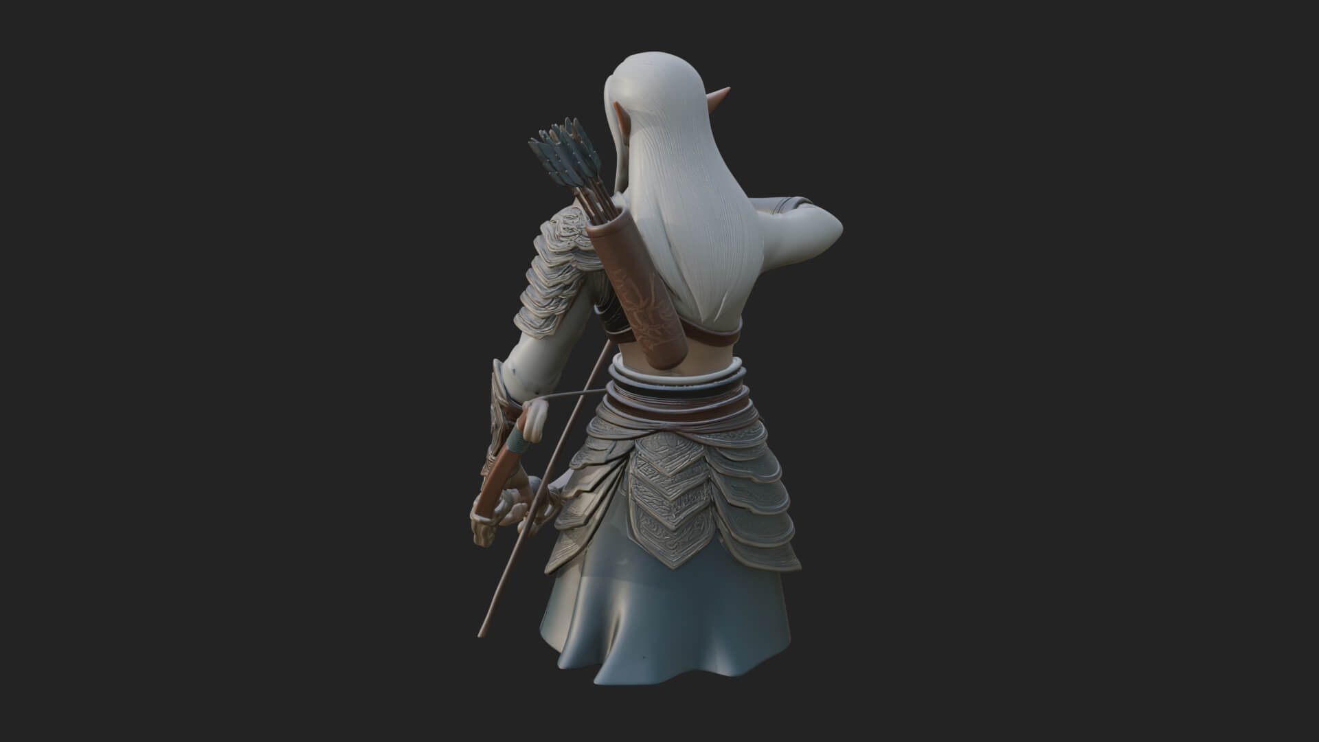 Elven Archer Statue Design 4 3D Print Model 3D Model