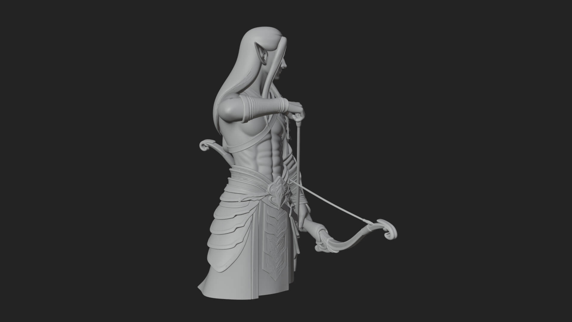 Elven Archer Statue Design 4 3D Print Model 3D Model