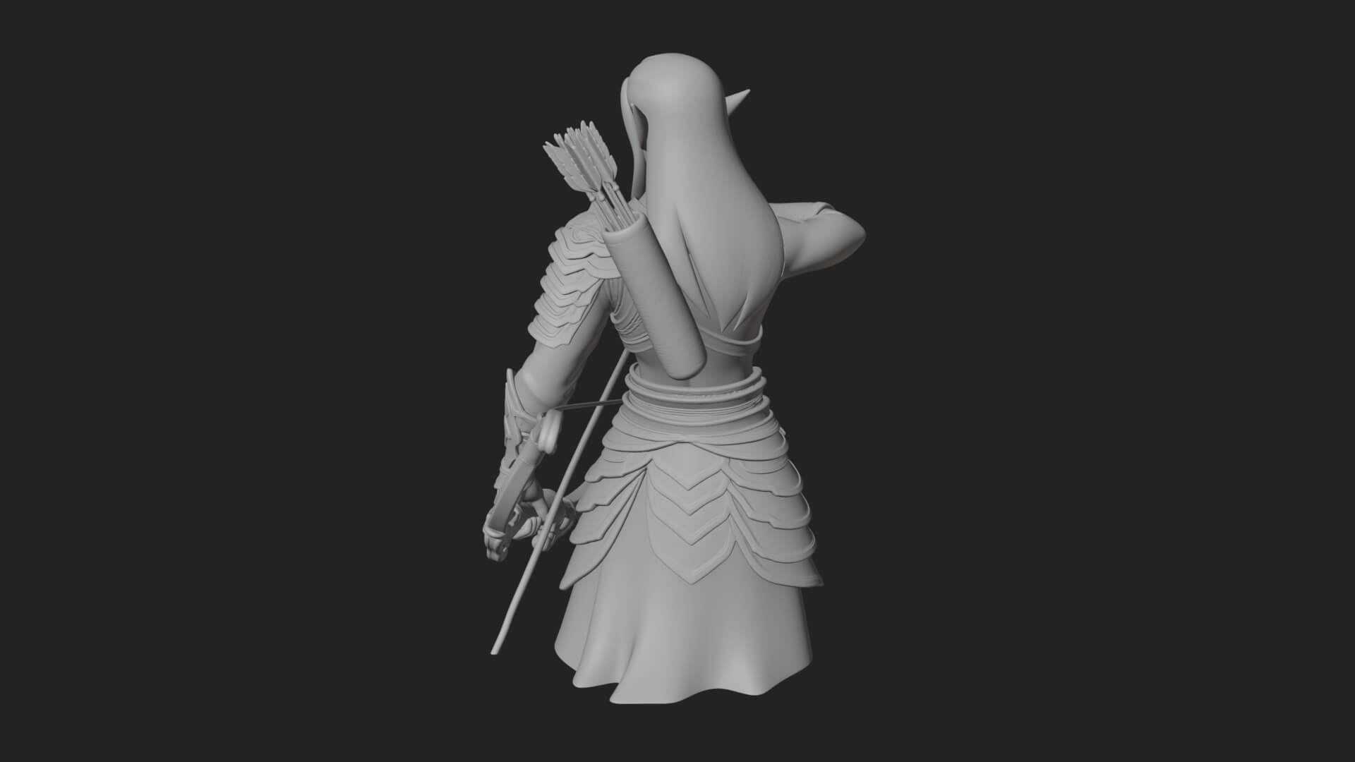 Elven Archer Statue Design 4 3D Print Model 3D Model