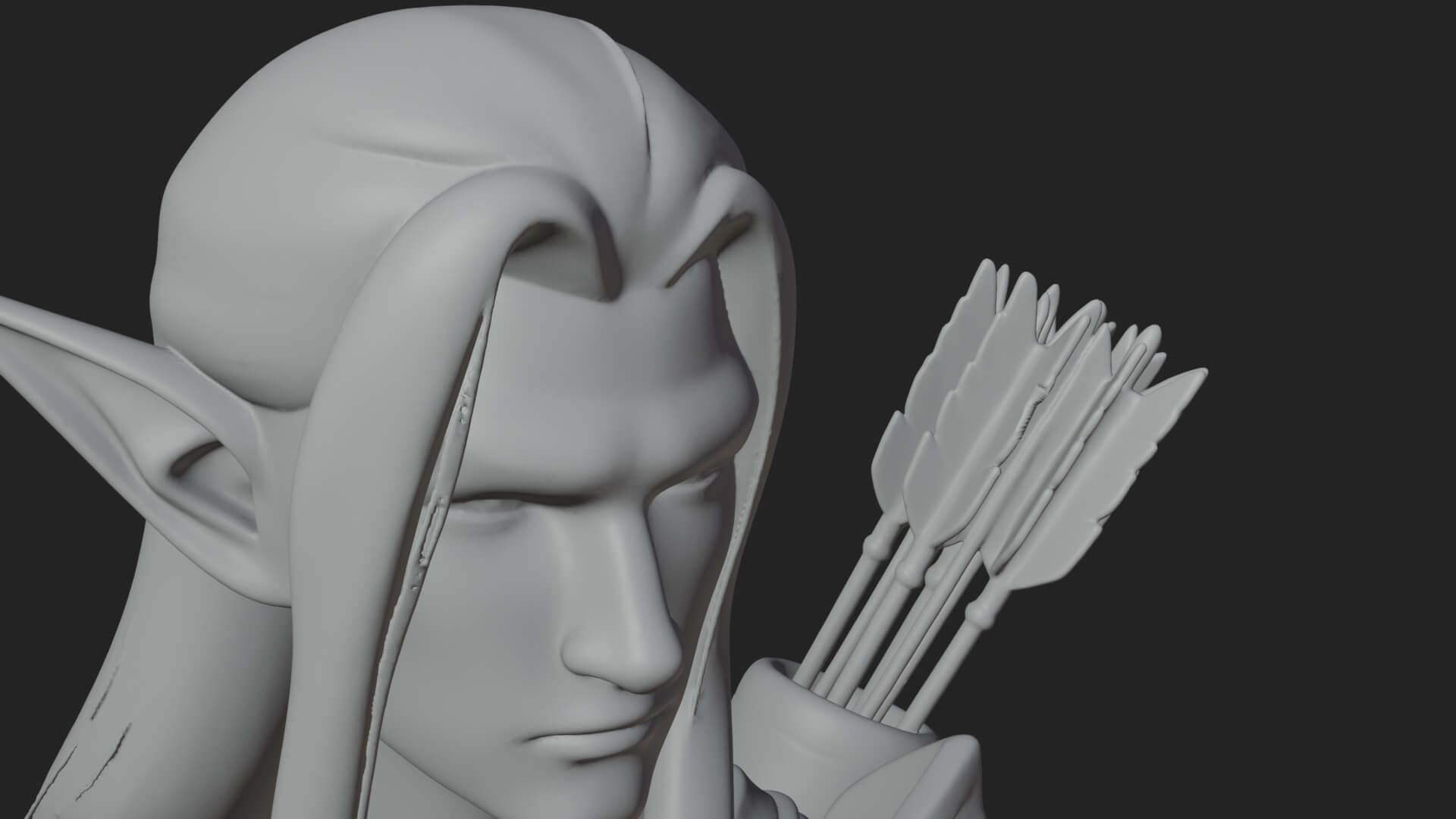 Elven Archer Statue Design 4 3D Print Model 3D Model