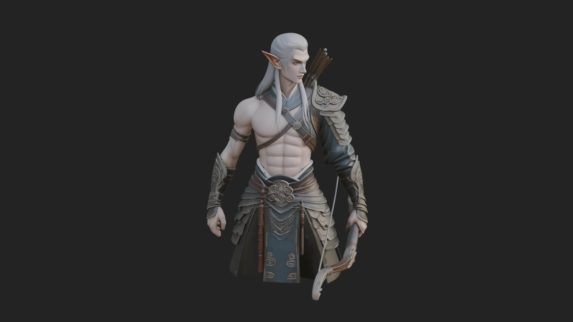 Elven Archer Statue Design 5 3D Print Model 3D Model