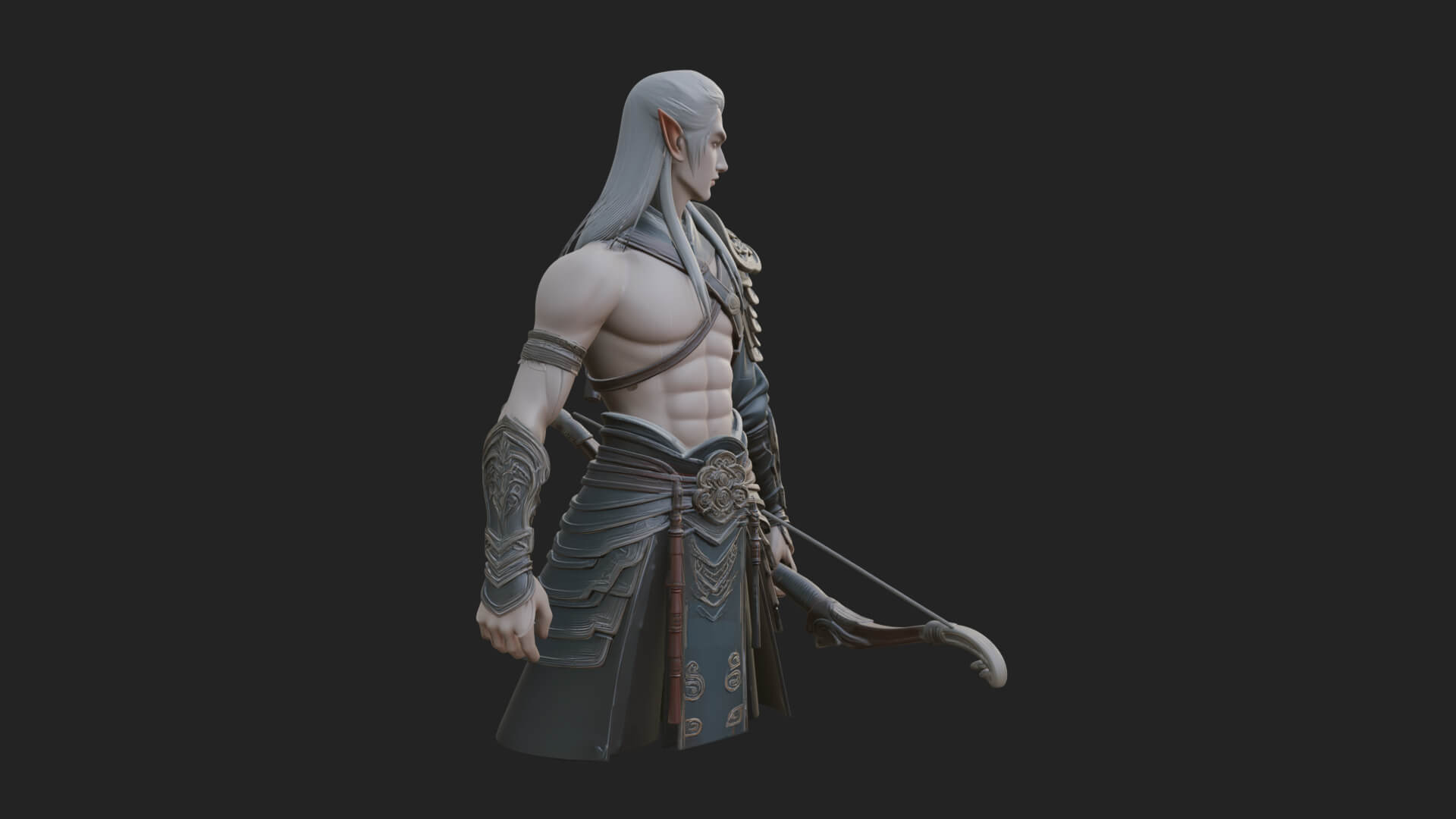 Elven Archer Statue Design 5 3D Print Model 3D Model