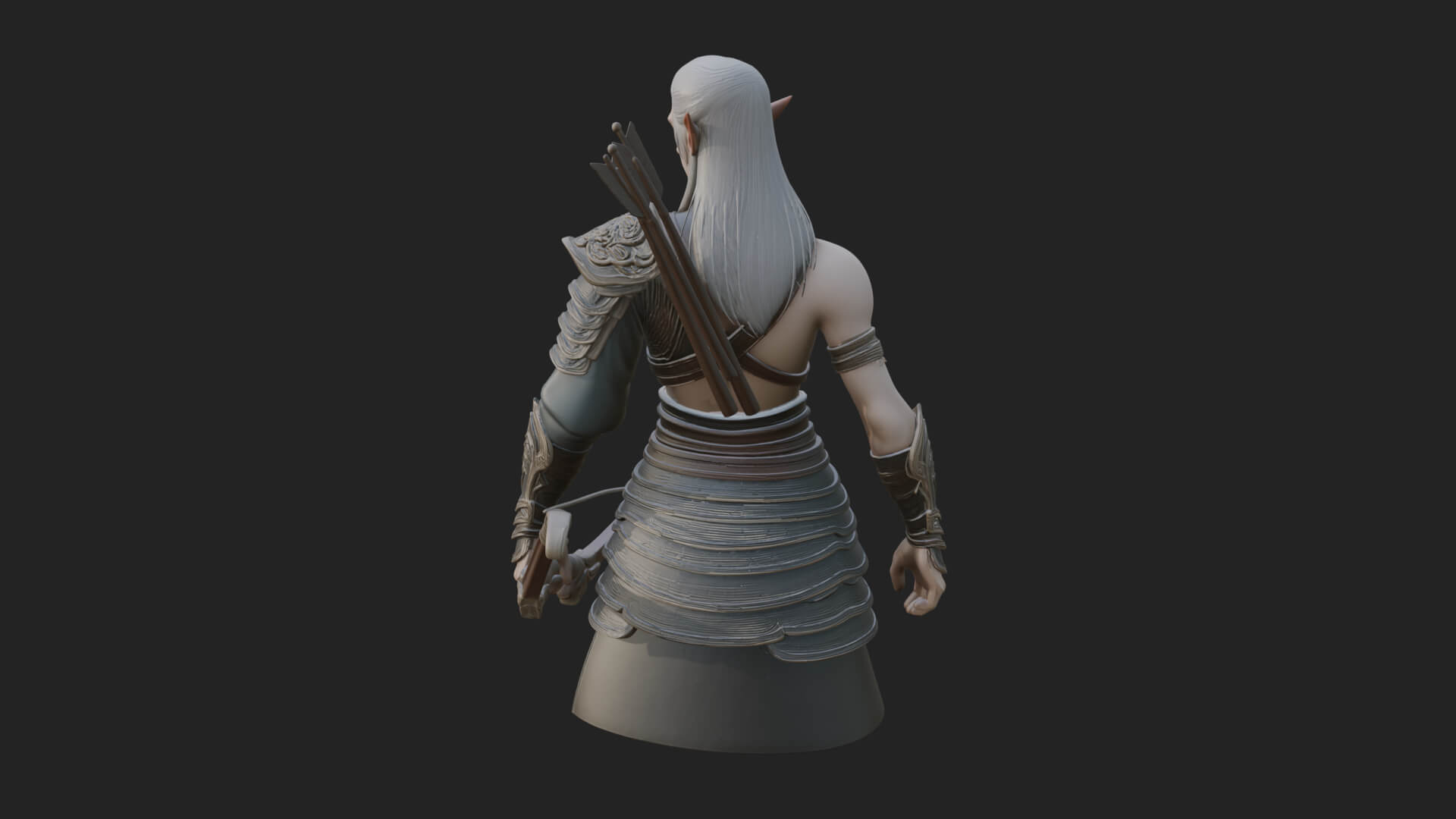 Elven Archer Statue Design 5 3D Print Model 3D Model