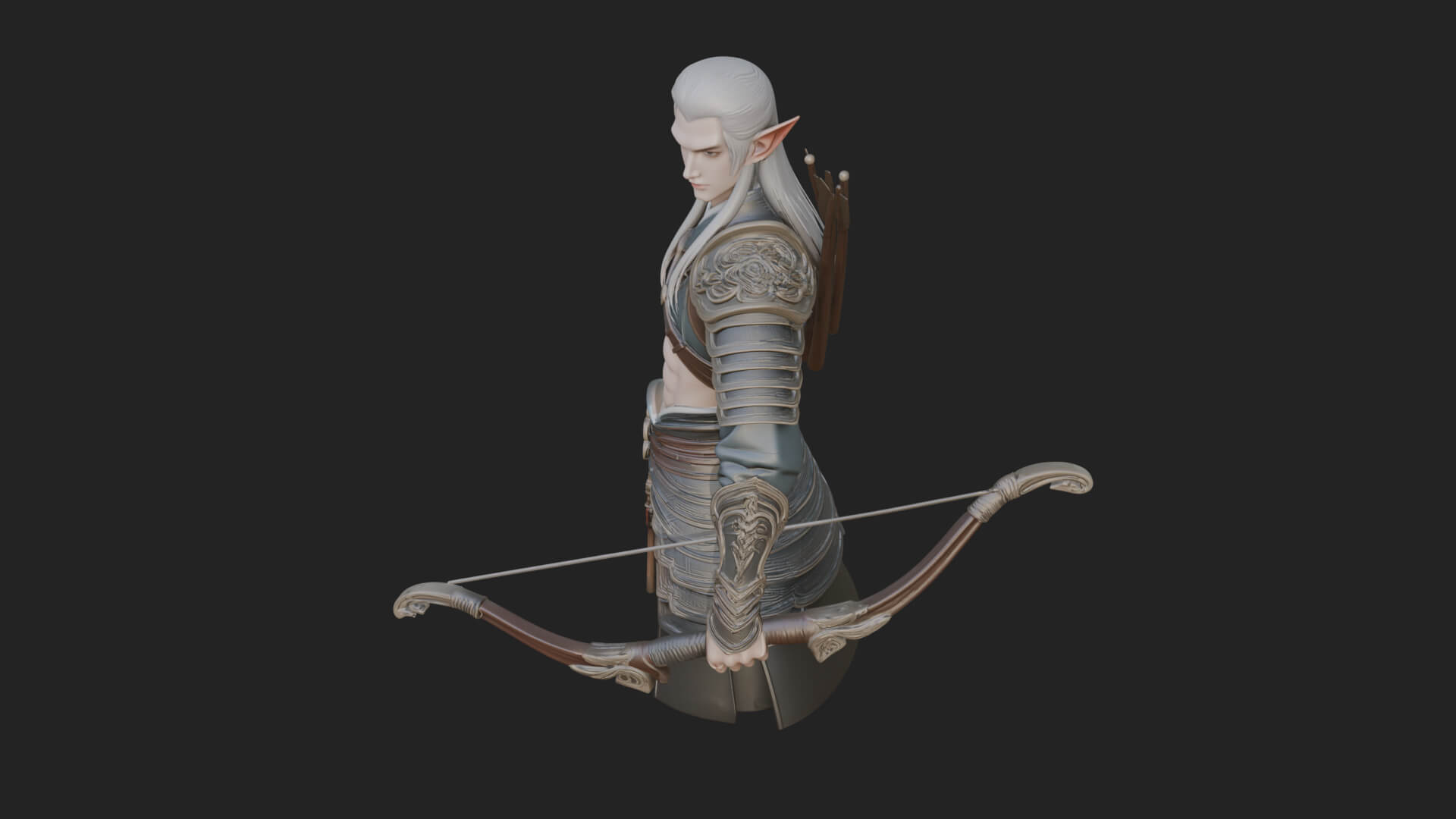 Elven Archer Statue Design 5 3D Print Model 3D Model