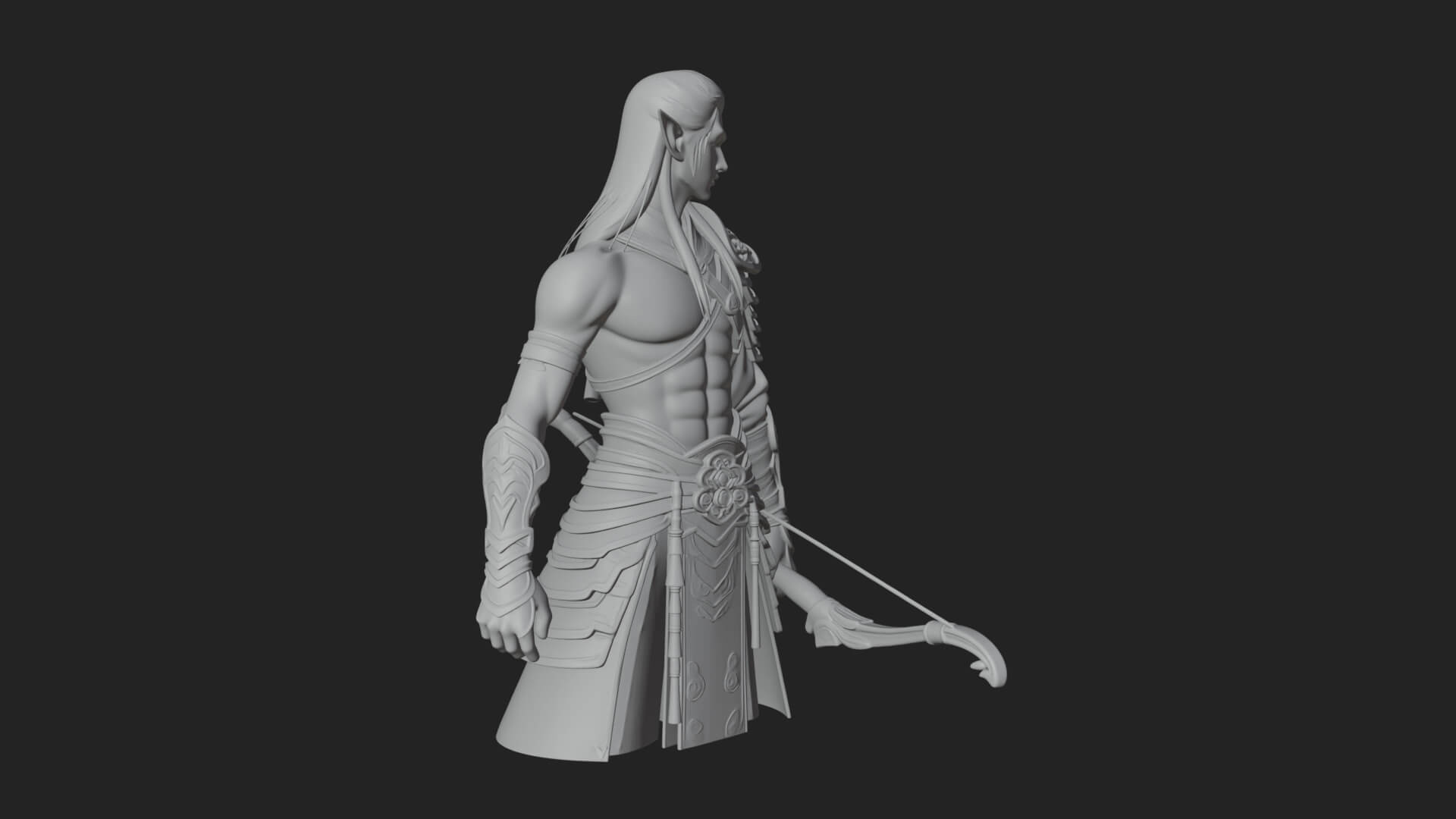 Elven Archer Statue Design 5 3D Print Model 3D Model