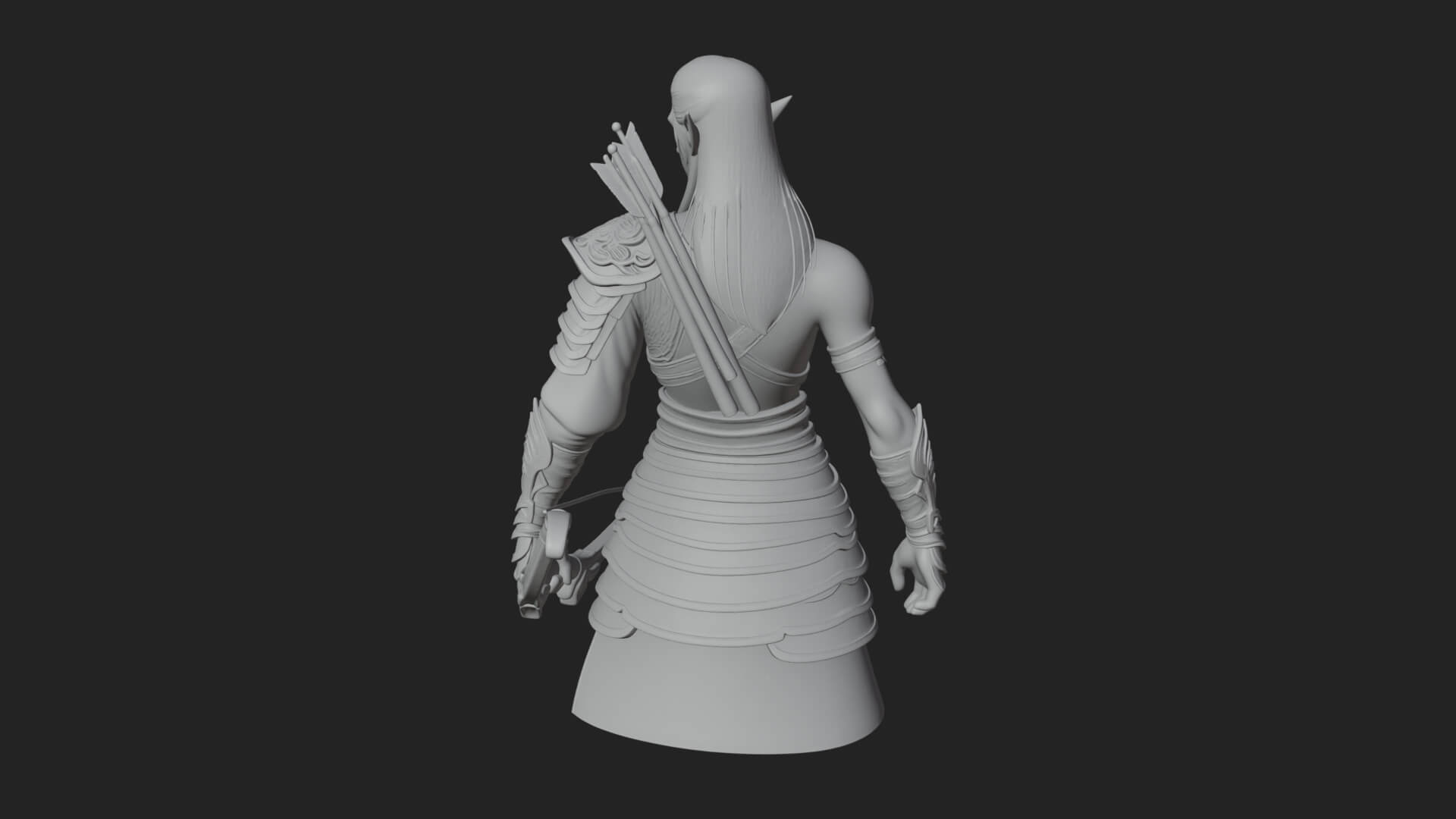 Elven Archer Statue Design 5 3D Print Model 3D Model