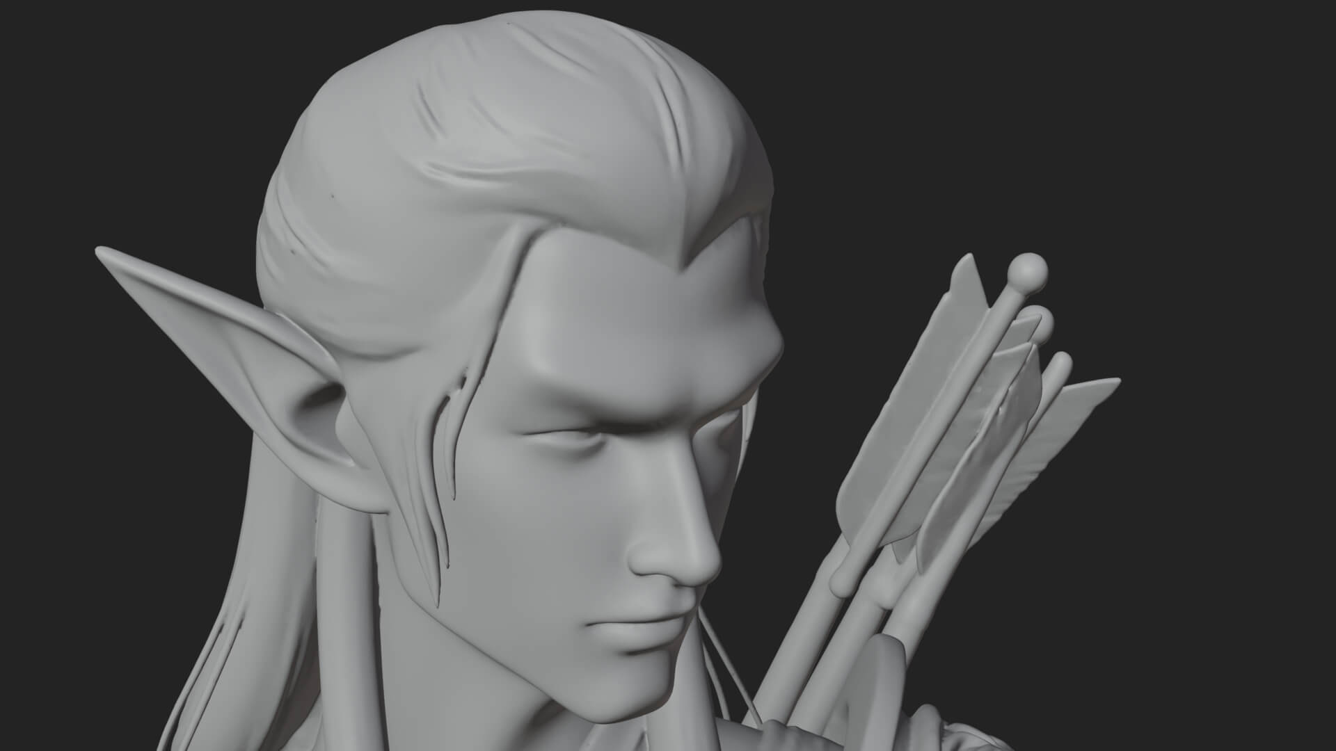 Elven Archer Statue Design 5 3D Print Model 3D Model
