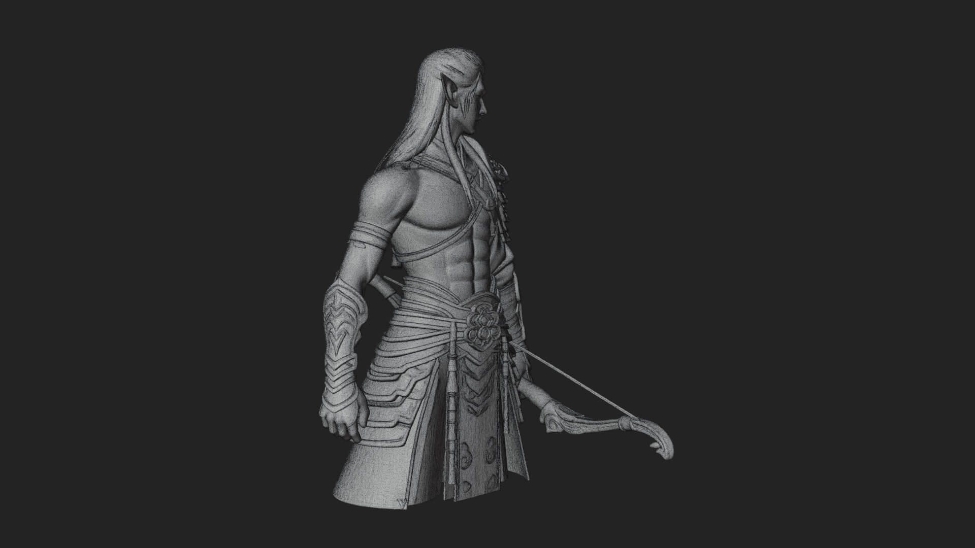 Elven Archer Statue Design 5 3D Print Model 3D Model