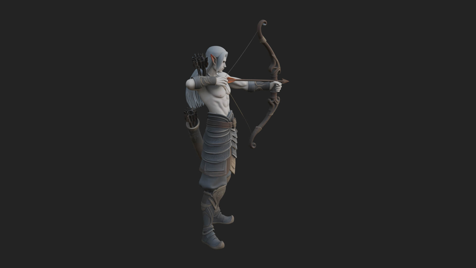 Elven Archer Statue Design 6 3D Print Model 3D Model