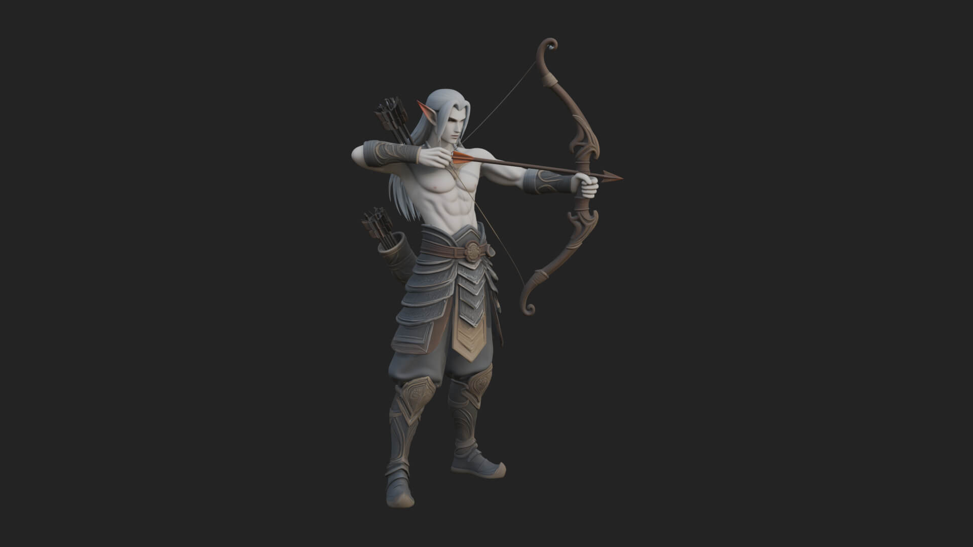 Elven Archer Statue Design 6 3D Print Model 3D Model