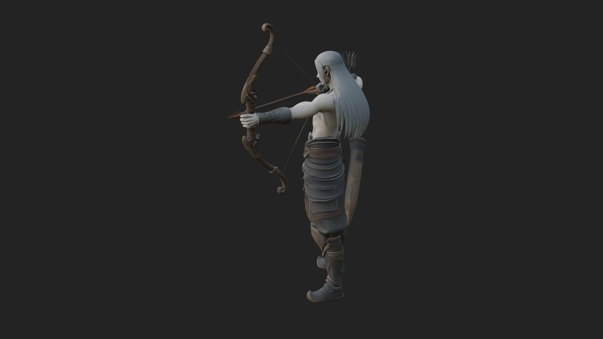 Elven Archer Statue Design 6 3D Print Model 3D Model