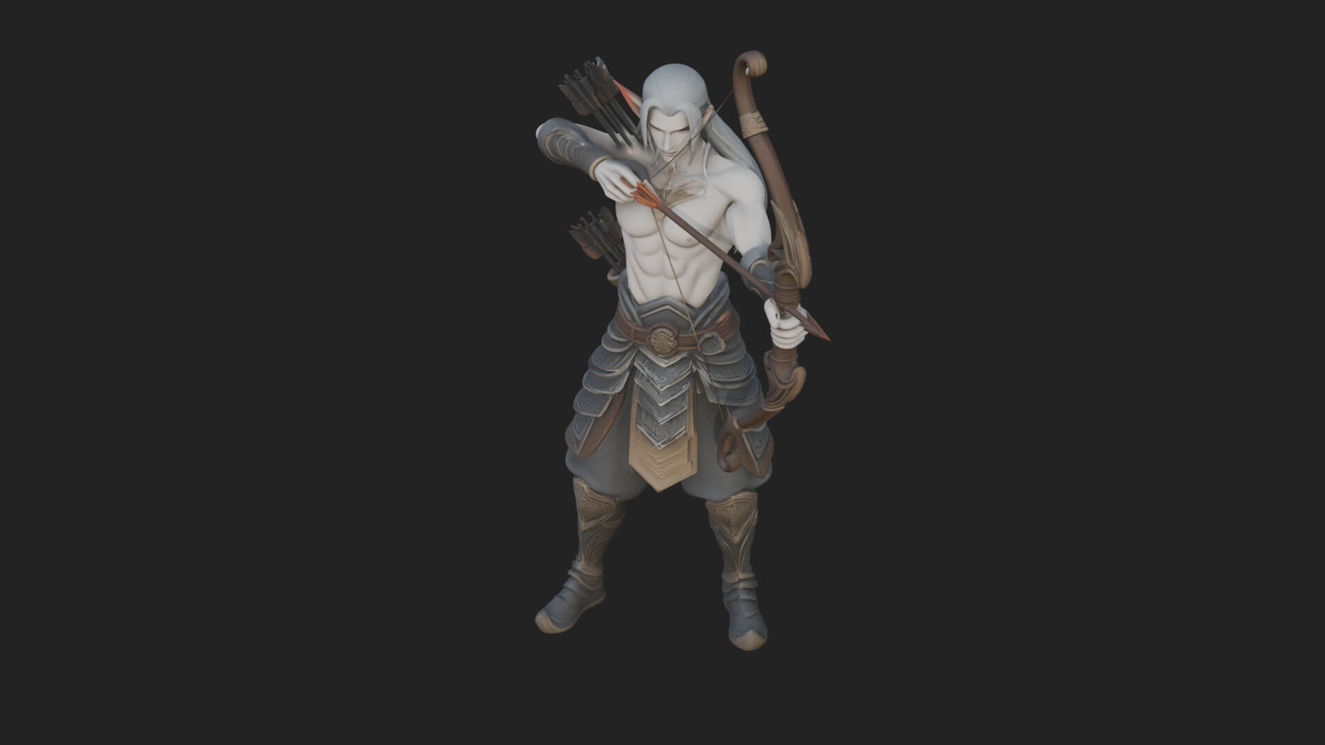 Elven Archer Statue Design 6 3D Print Model 3D Model
