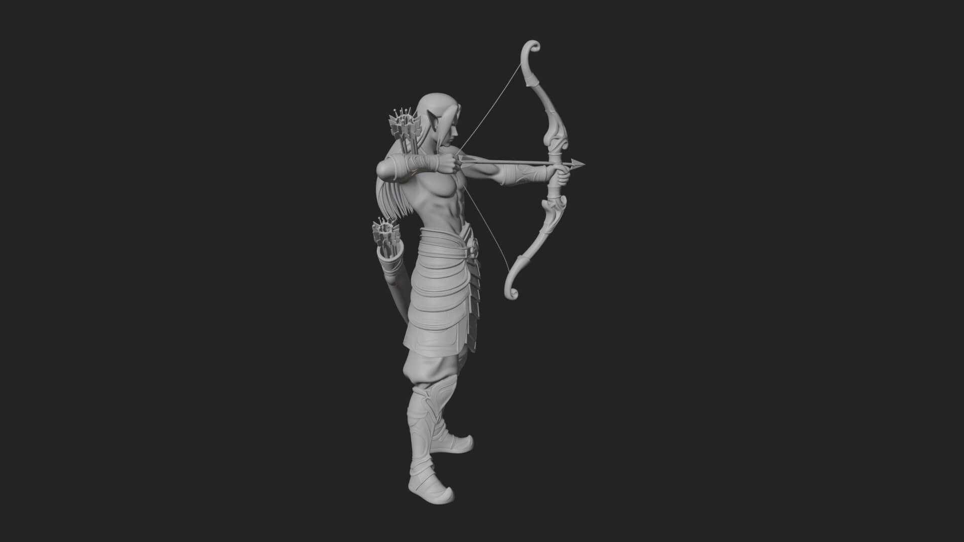 Elven Archer Statue Design 6 3D Print Model 3D Model