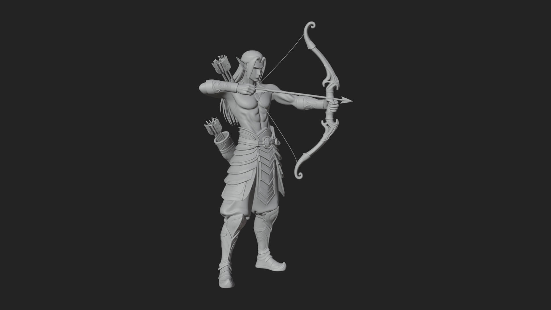 Elven Archer Statue Design 6 3D Print Model 3D Model