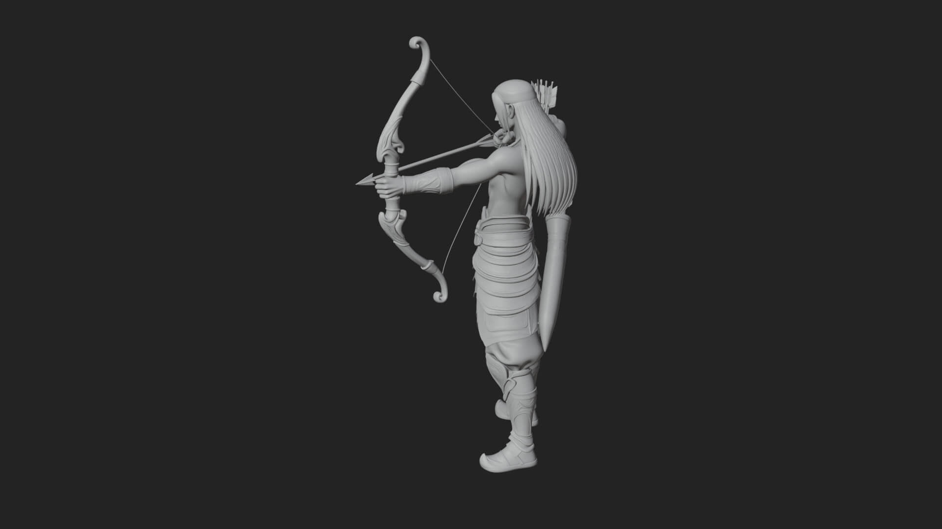 Elven Archer Statue Design 6 3D Print Model 3D Model