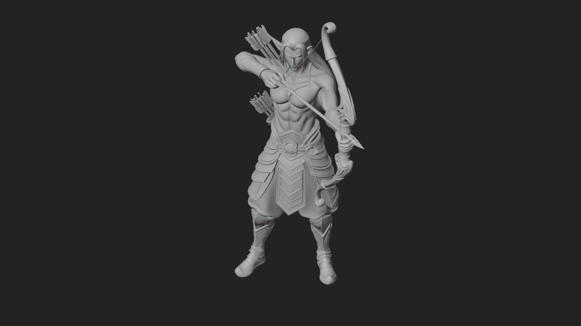 Elven Archer Statue Design 6 3D Print Model 3D Model