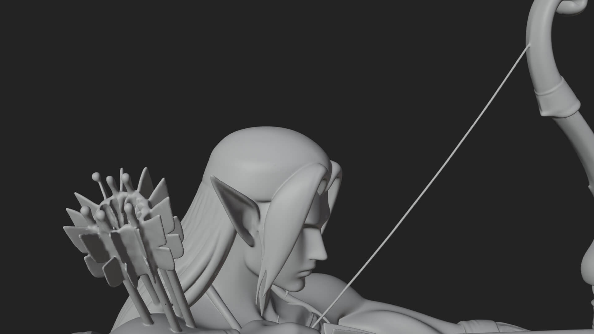 Elven Archer Statue Design 6 3D Print Model 3D Model