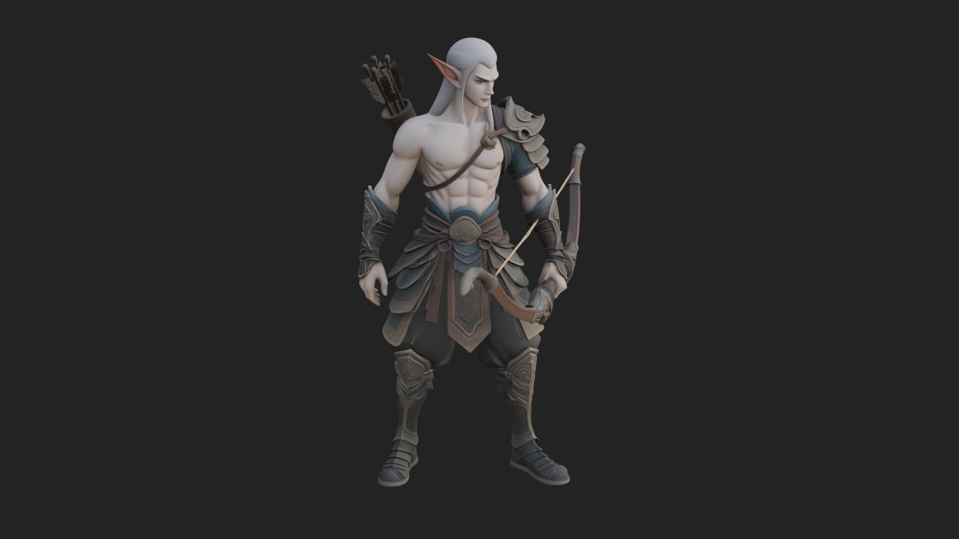 Elven Archer Statue Design 7 3D Print Model 3D Model