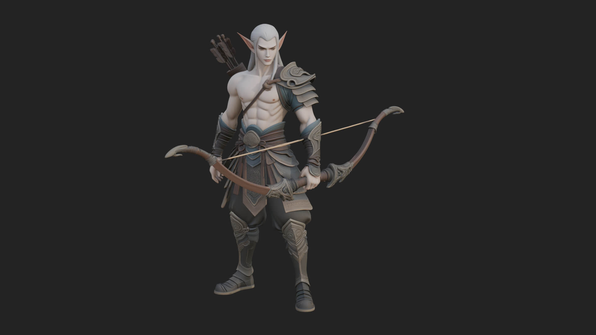 Elven Archer Statue Design 7 3D Print Model 3D Model