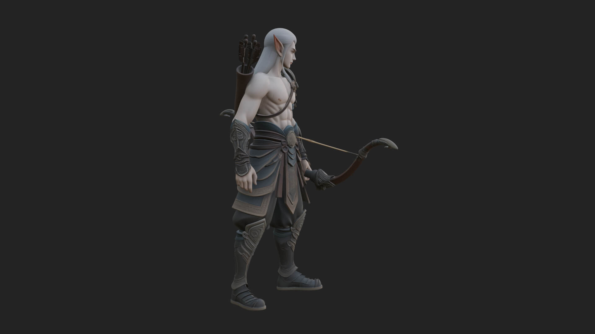 Elven Archer Statue Design 7 3D Print Model 3D Model