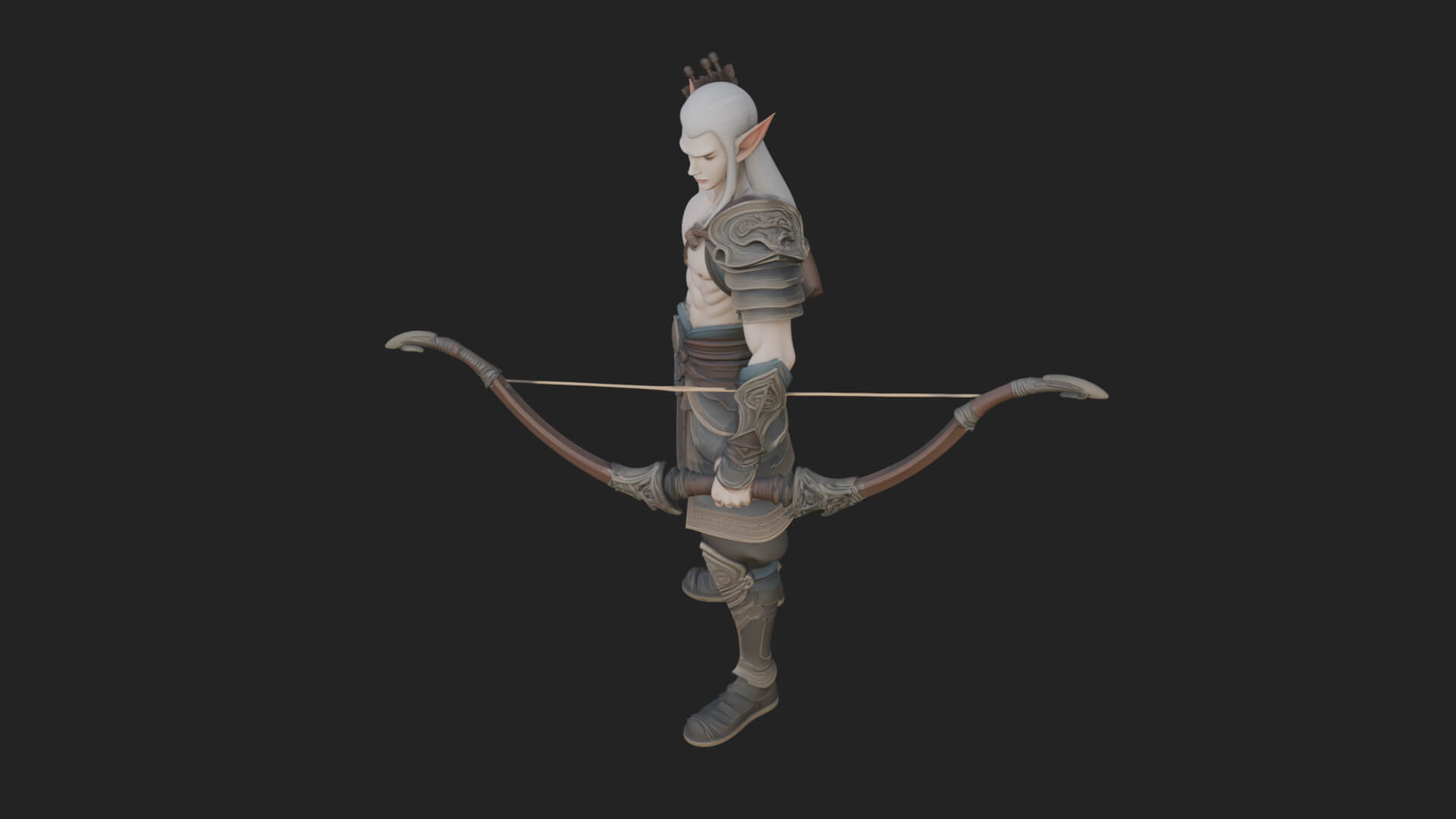 Elven Archer Statue Design 7 3D Print Model 3D Model