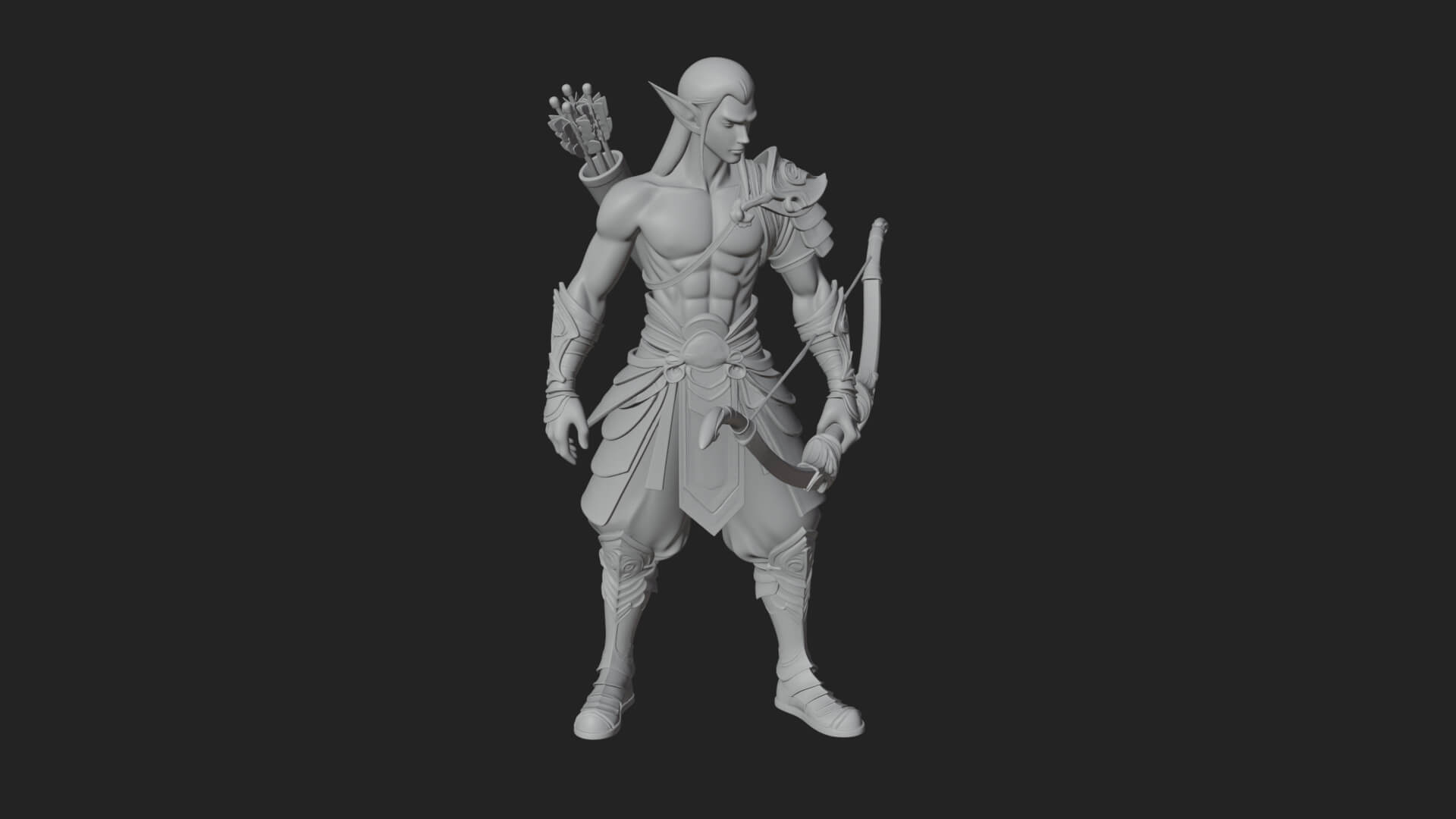 Elven Archer Statue Design 7 3D Print Model 3D Model