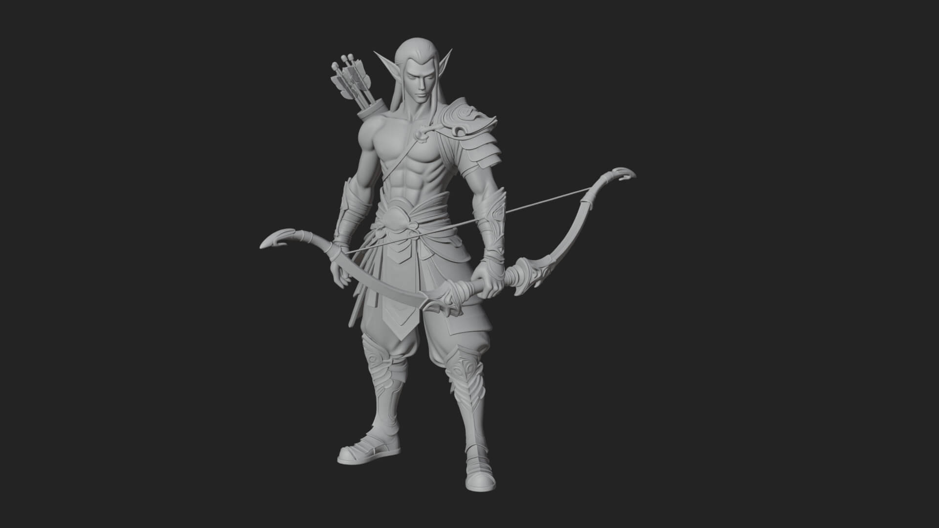 Elven Archer Statue Design 7 3D Print Model 3D Model
