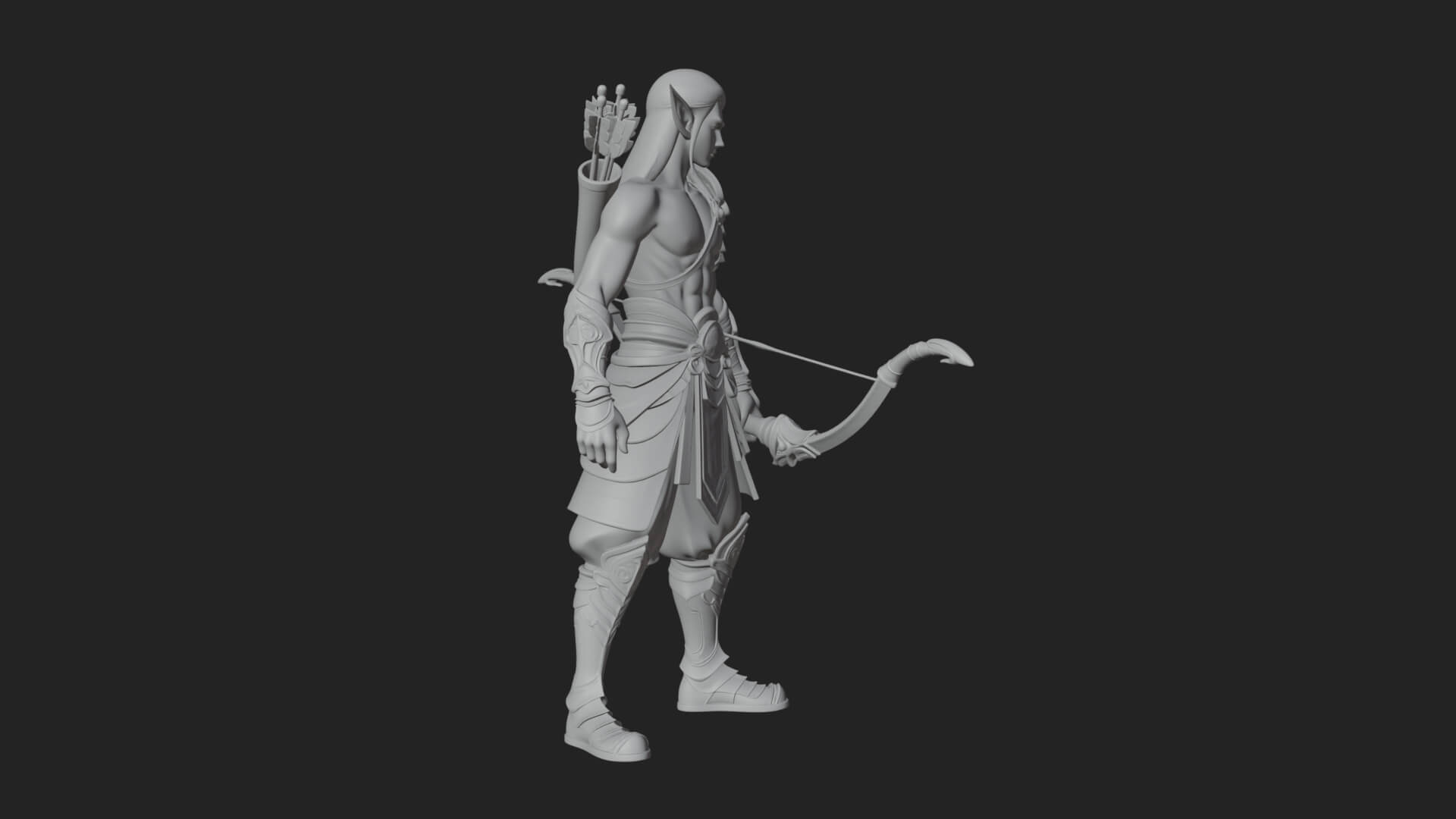 Elven Archer Statue Design 7 3D Print Model 3D Model