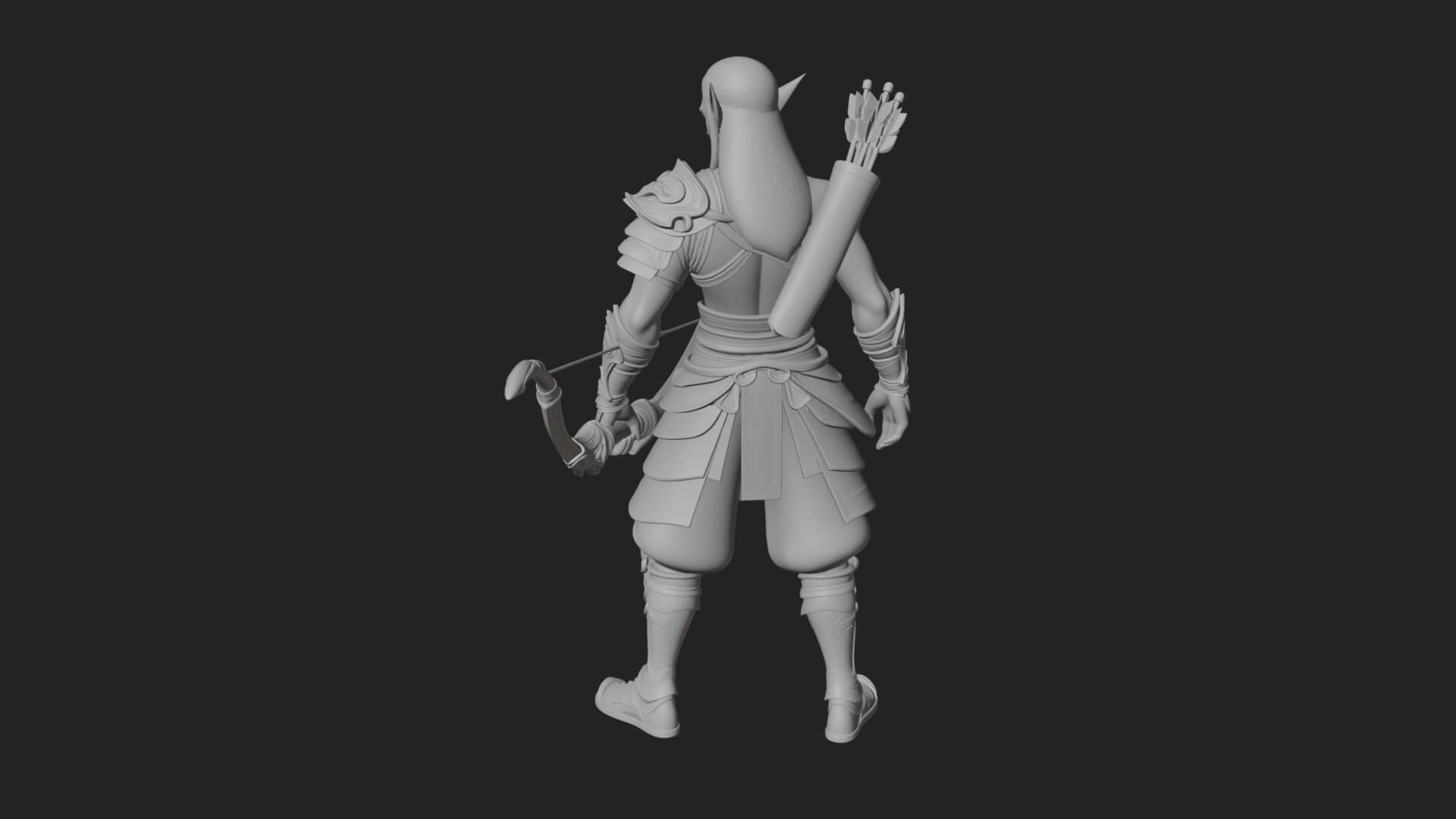 Elven Archer Statue Design 7 3D Print Model 3D Model