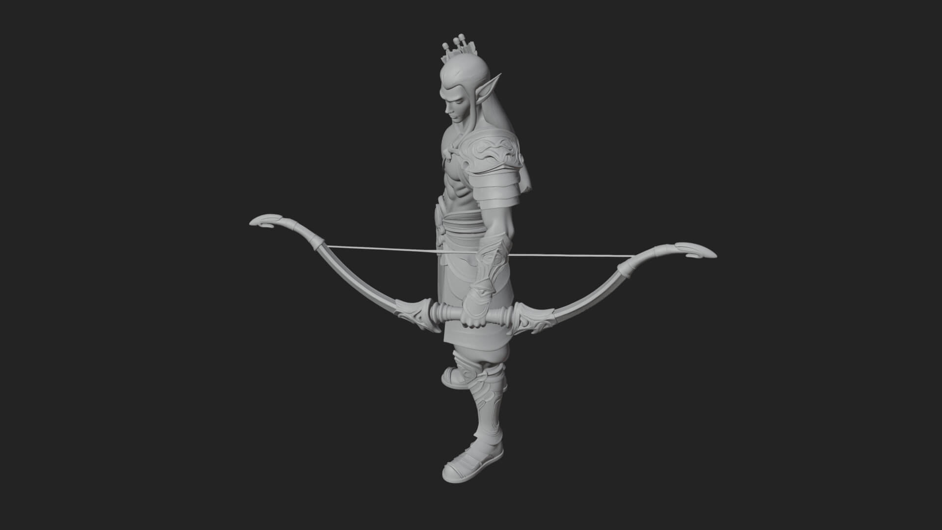 Elven Archer Statue Design 7 3D Print Model 3D Model