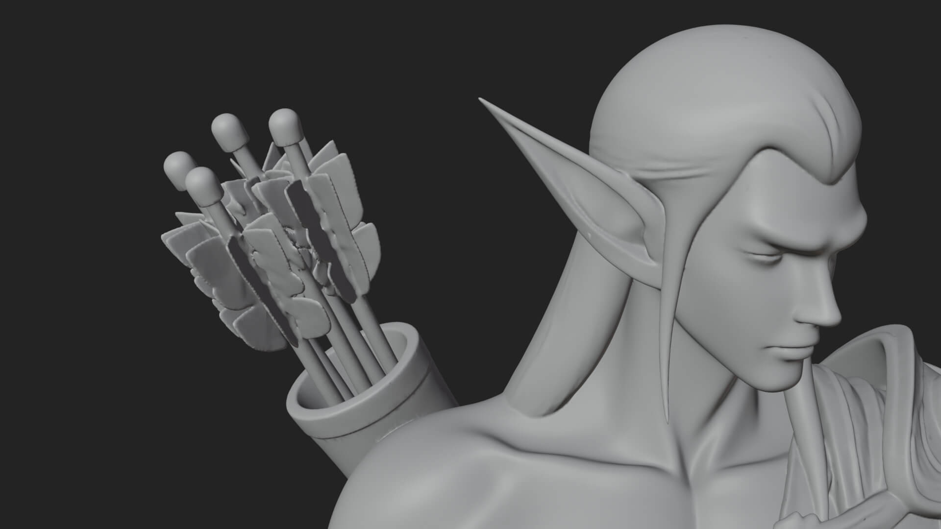 Elven Archer Statue Design 7 3D Print Model 3D Model