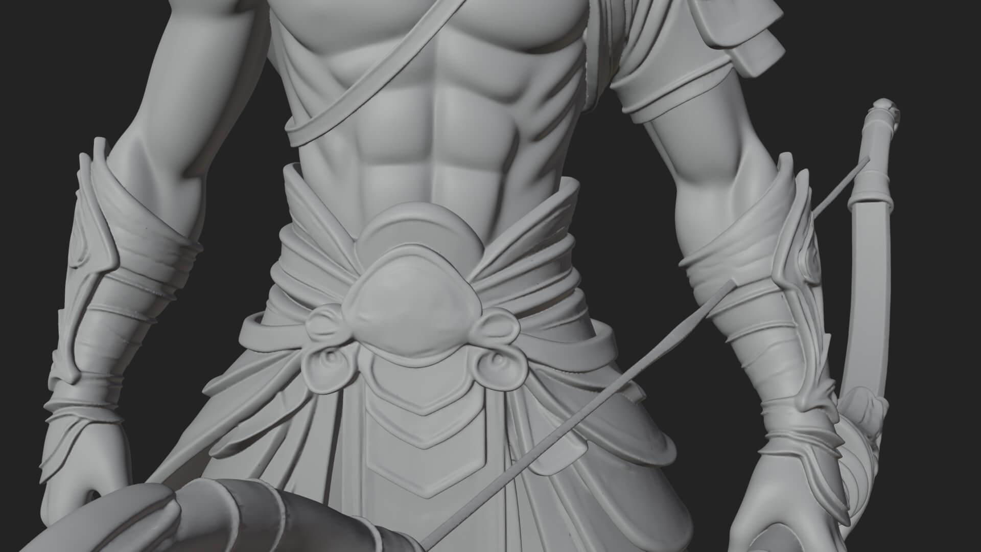 Elven Archer Statue Design 7 3D Print Model 3D Model