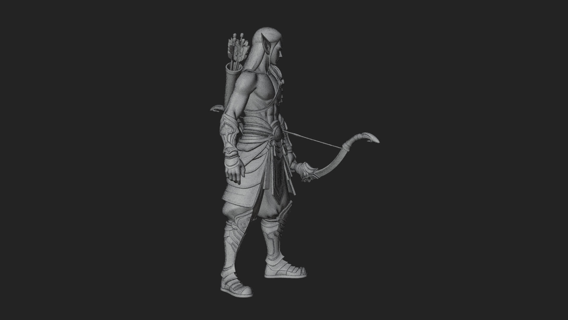 Elven Archer Statue Design 7 3D Print Model 3D Model