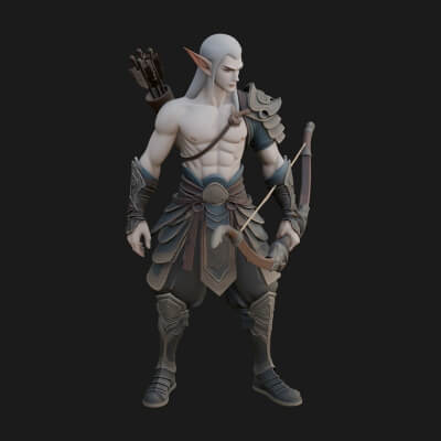 Elven Archer Statue Design 7 3D Print Model