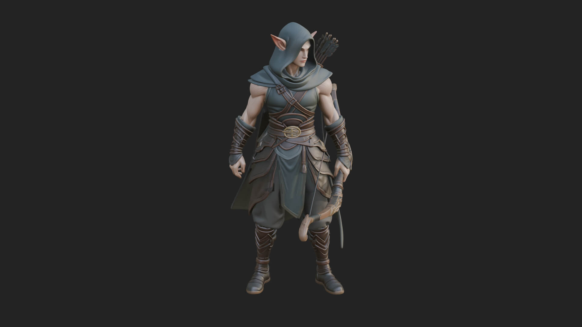 Elven Archer Statue Design 8 3D Print Model 3D Model