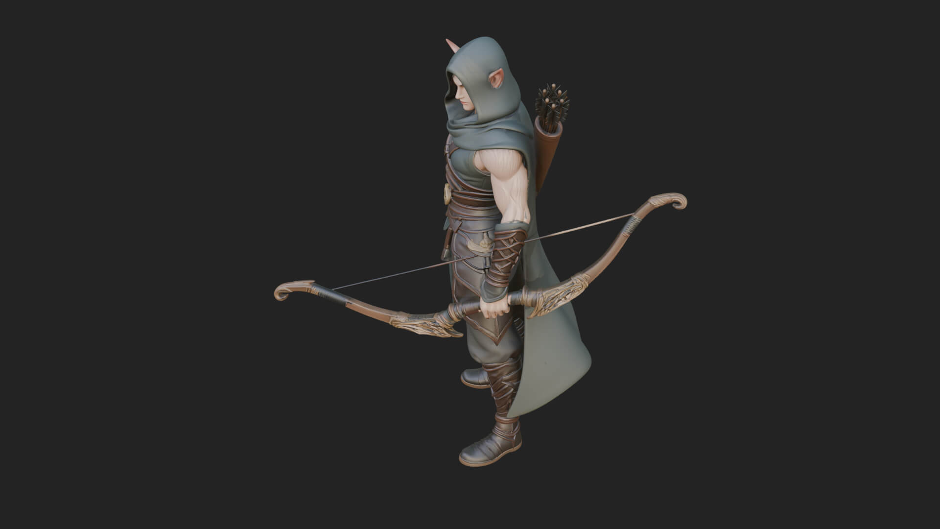 Elven Archer Statue Design 8 3D Print Model 3D Model