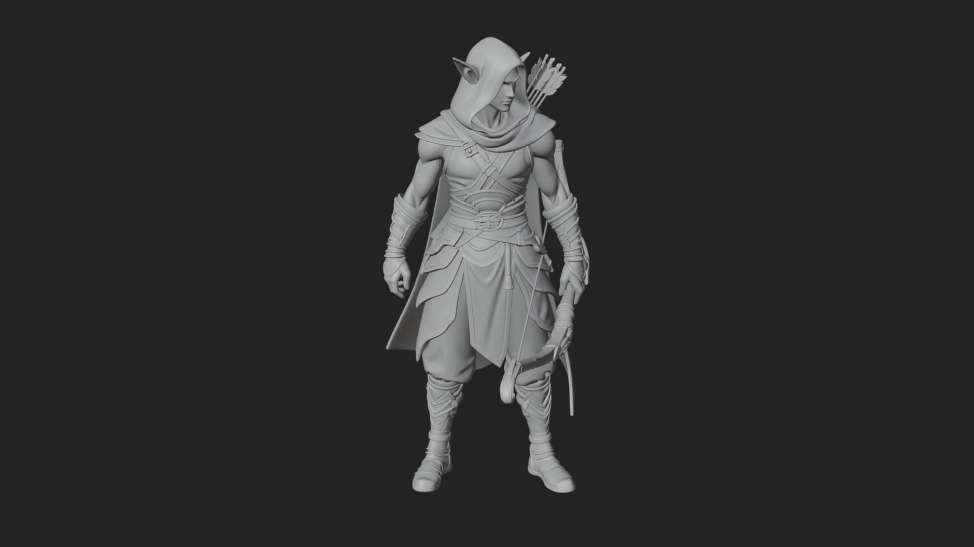 Elven Archer Statue Design 8 3D Print Model 3D Model