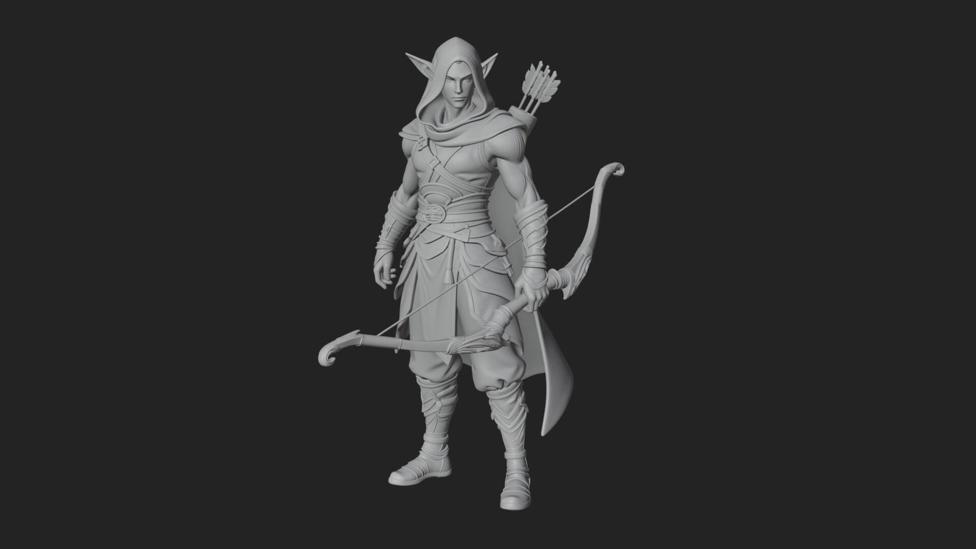 Elven Archer Statue Design 8 3D Print Model 3D Model