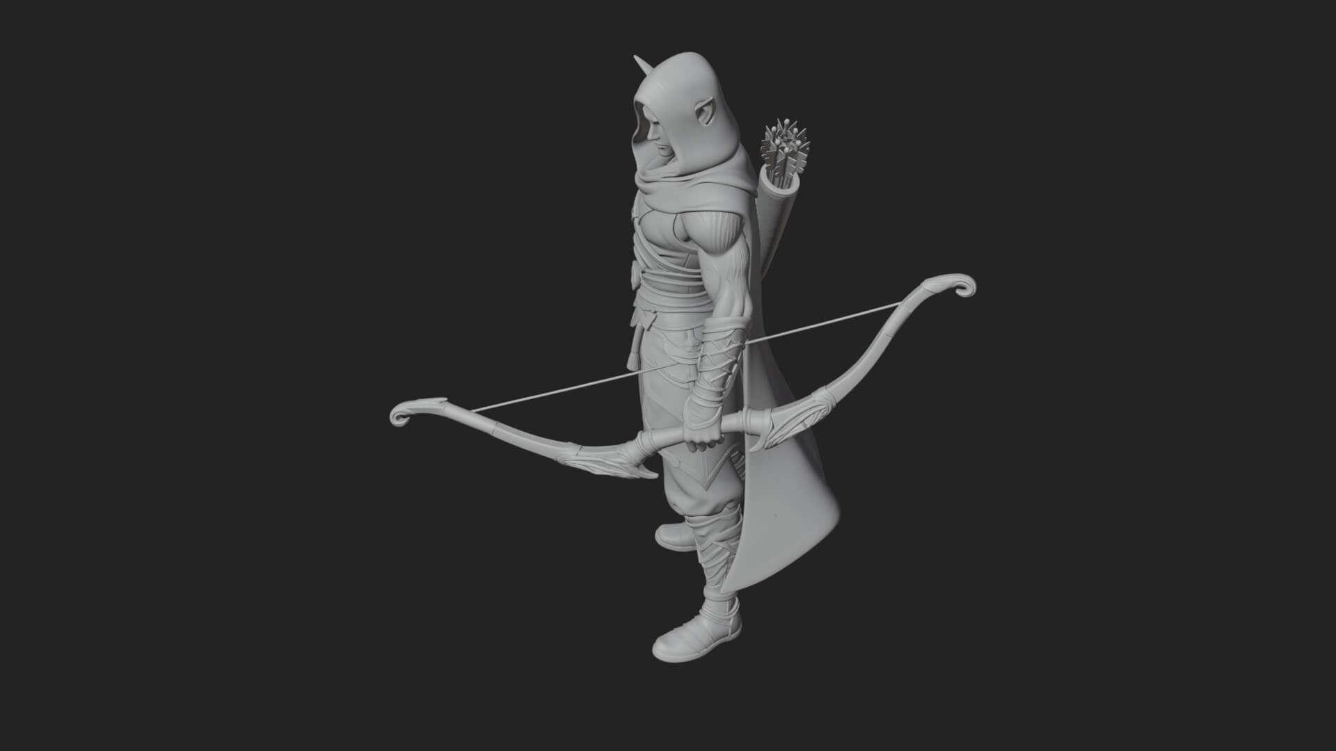 Elven Archer Statue Design 8 3D Print Model 3D Model
