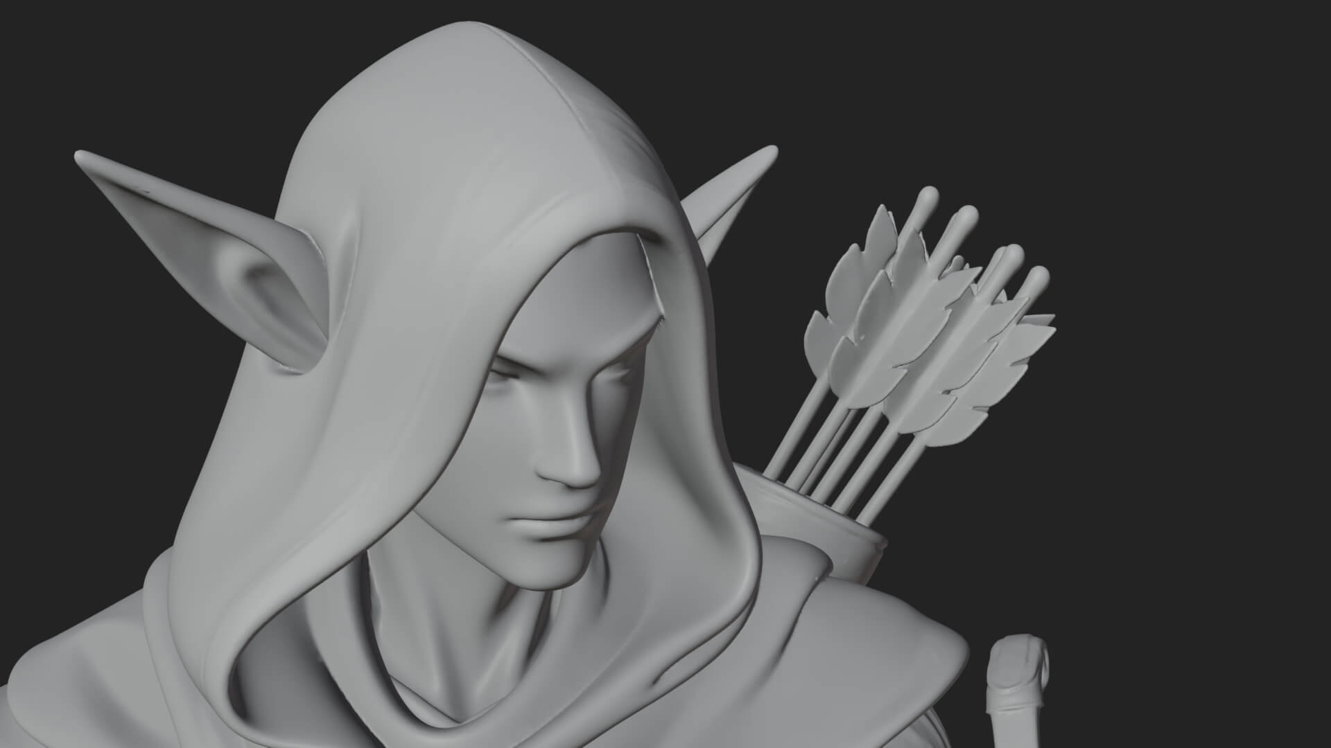 Elven Archer Statue Design 8 3D Print Model 3D Model