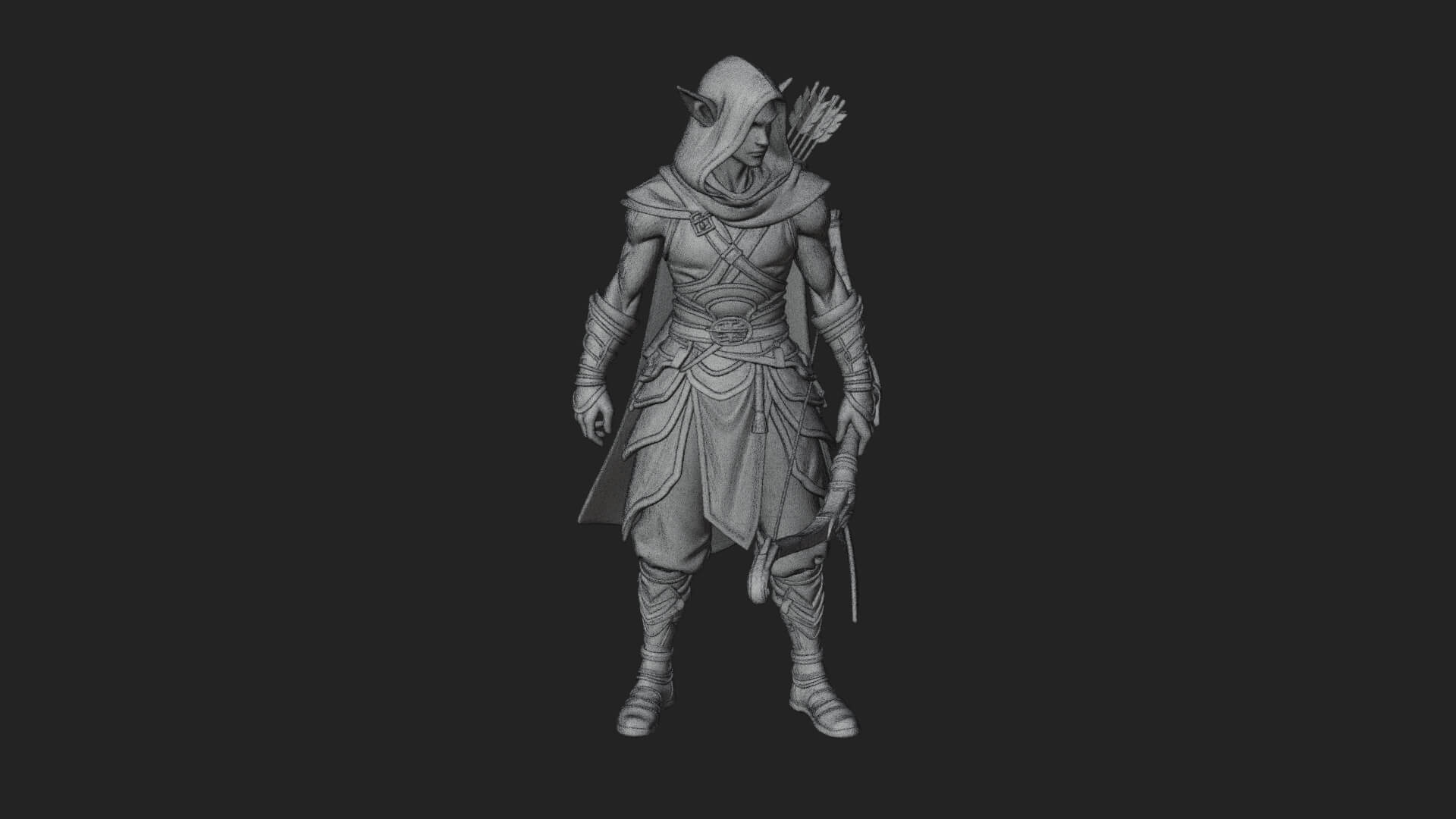 Elven Archer Statue Design 8 3D Print Model 3D Model