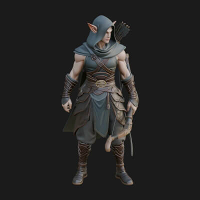 Elven Archer Statue Design 8 3D Print Model