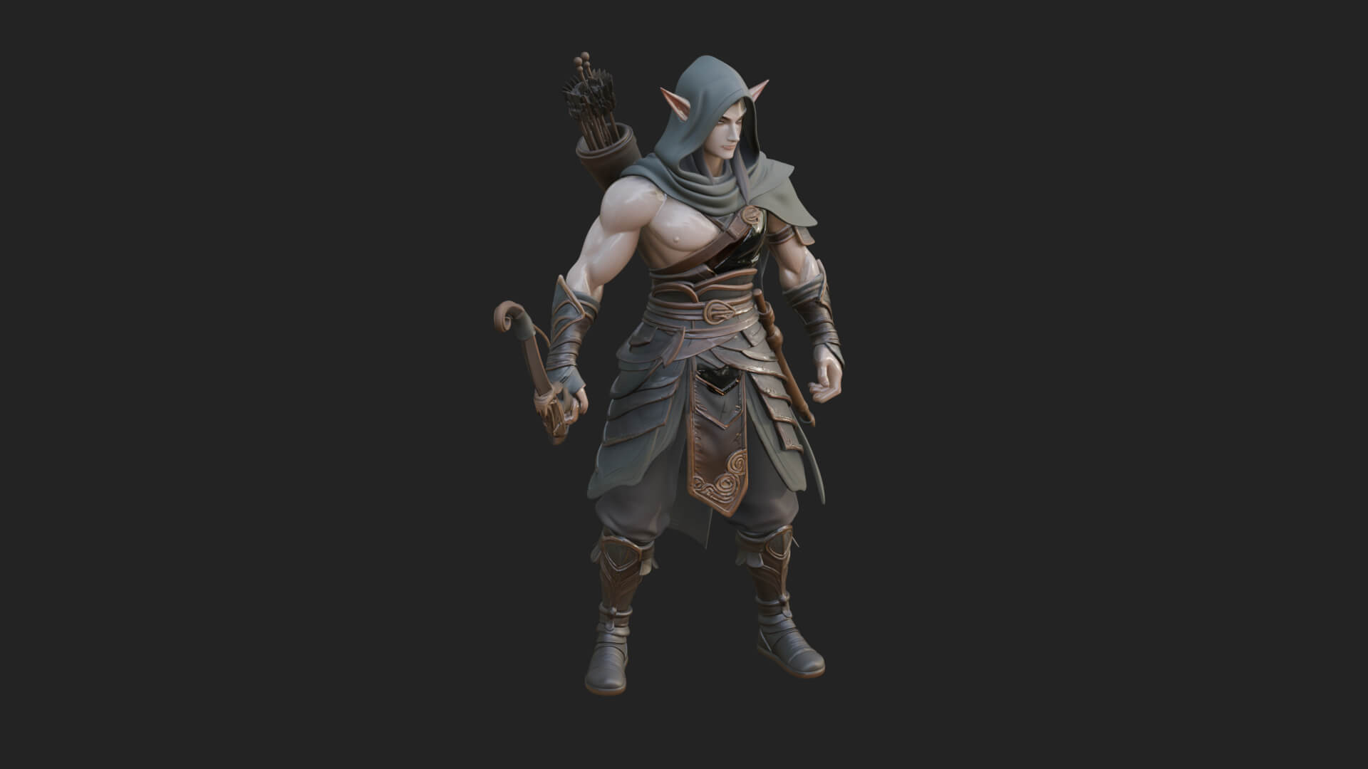 Elven Archer Statue Design 9 3D Print Model 3D Model