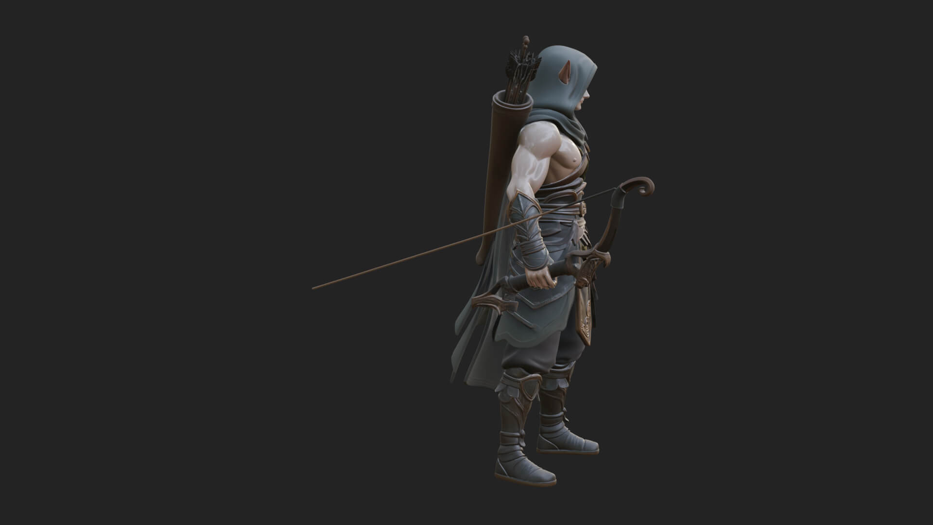 Elven Archer Statue Design 9 3D Print Model 3D Model